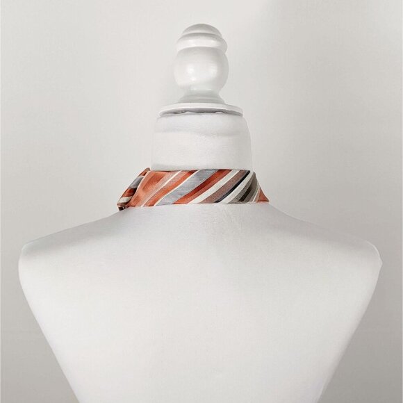 Fall Orange Ascot - Striped Silk Scarf - Unisex Accessories - Picture 5 of 6